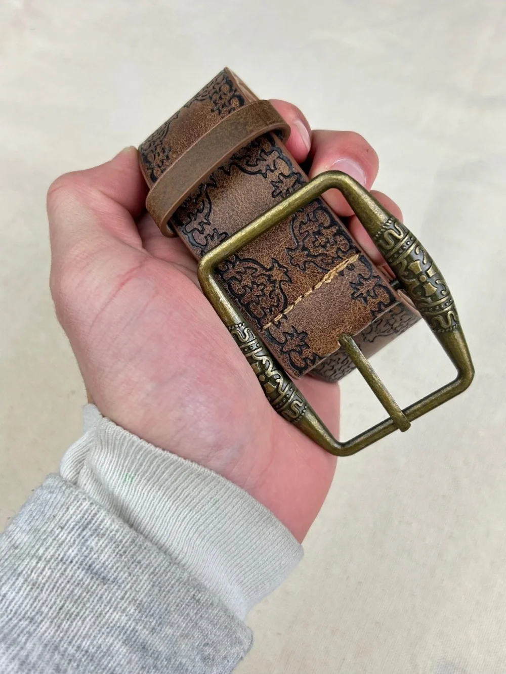 Vintage style brown american western floral rustic boho belt
